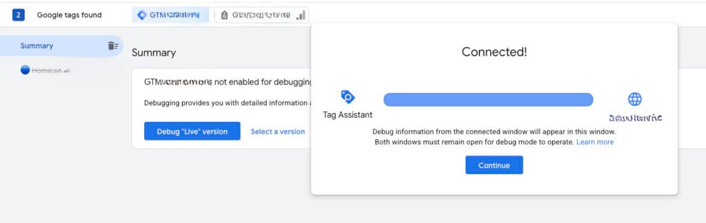 Google Tag Manager Assistant Banner
