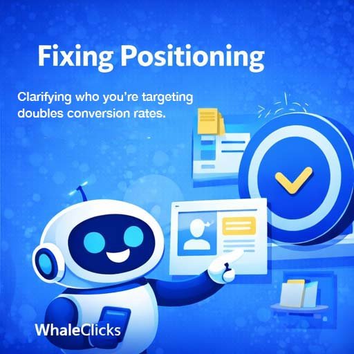 Robot presenting SaaS positioning strategy showing how a fractional CMO helps startups clarify messaging and improve conversions