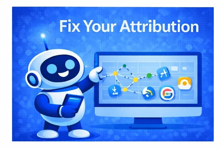 Digital marketing attribution model showing connected data across channels in a SaaS tech stack